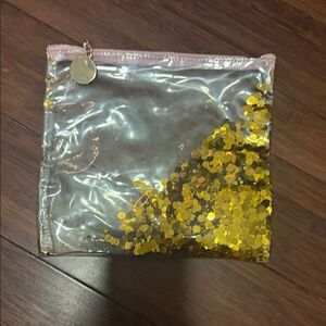Clear Pouch with Gold Sequins that Move PACKED PARTY Clear Gameday Clutch
